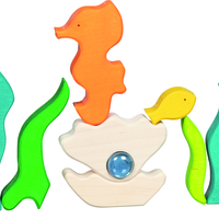 Puzzle din lemn Goki Evolution - Luminile mării, 32 piese