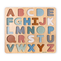 Puzzle alfabetic, Janod, din lemn, multicolor, 2-6 ani