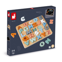 Puzzle alfabetic, Janod, din lemn, multicolor, 2-6 ani