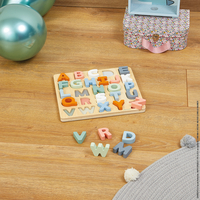 Puzzle alfabetic, Janod, din lemn, multicolor, 2-6 ani