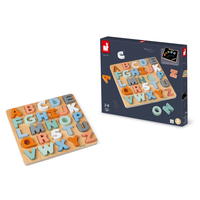 Puzzle alfabetic, Janod, din lemn, multicolor, 2-6 ani