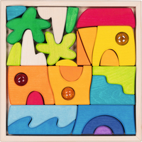 Puzzle din lemn Goki Evolution Honolulu, cu pietre din sticlă, 29 piese, 4 ani+