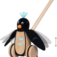 Jucărie de Împins din Lemn, Pinguinul Pablo,Goki,  18 luni+