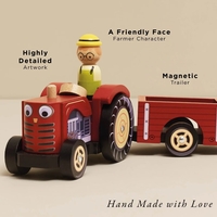 Set Tractor din Lemn cu Remorcă Detașabilă Le Toy Van, Roșu