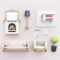 Mobilier pentru casuta, Le Toy Van, set camera de zi, 19 piese