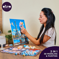 Set de pictură și modelare 3D cu argilă ușoară Okto 30x40 cm - Greetings from Paris