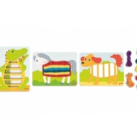 Jucărie din lemn cu șireturi / Război de țesut cu ață (Crocodil, Câine, Căluț)- Goki,3 ani+