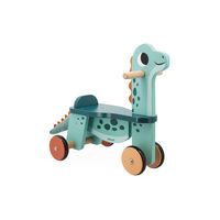 Bicicleta cu 4 roti, Janod, Dinozaur, din lemn, 1 an+