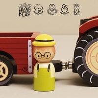 Set Tractor din Lemn cu Remorcă Detașabilă Le Toy Van, Roșu
