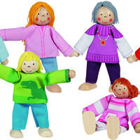 Set 6 Păpuși Flexibile din Lemn Goki - Familie Modernă