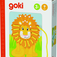 Joc de șireturi din lemn Goki, 58686, 3 ani+, 9 piese
