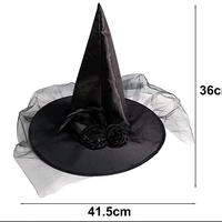 Pălărie Vrăjitoare Halloween cu Tulle și Floare, Partychimp