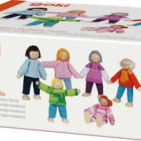 Set 6 Păpuși Flexibile din Lemn Goki - Familie Modernă