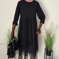 Rochie Asimetrică din Tull-Negru
