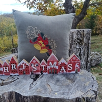 Pernă decorativă premium din in pre-spălat, cu clopoței brodați AYA HOME