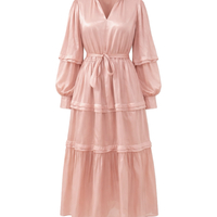 Roze maxi haljina sa karnerima