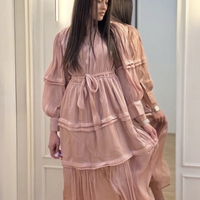 Roze maxi haljina sa karnerima