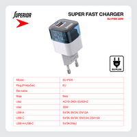 Kuciste punjaca Superior SU-P105 30W USB A+Type C belo