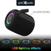 SPK-BT-LED-05-BK Gembird Portable Bluetooth RGB LED TWS speaker, 8W, BT, FM, USB, Handsfree, Black