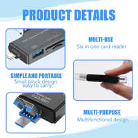 Citac kartica USB 6u1 OTG crni