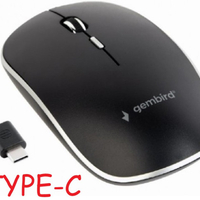 MUSW-4BSC-01 Gembird Type-C Necujni bezicni mis 2,4GHz opticki USB 800-1600Dpi black 115mm