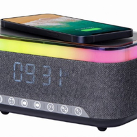 DAC-SPKBT-QC15-BK Gembird Digitalni sat+alarm sa bezicnim punjenjem telefona 15W i zvucnikom, FM, BT