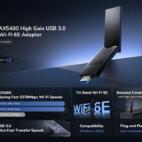 Cudy WU5400, AX5400 High-Gain USB 3.0 Wi-Fi 6E Adapter 2.4/5/6 GHz, 574 Mbps/2402 Mbps