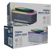 DAC-SPKBT-QC15-BK Gembird Digitalni sat+alarm sa bezicnim punjenjem telefona 15W i zvucnikom, FM, BT