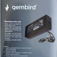 NPA65-195-3340 (DE03) Gembird punjac za laptop 65W-19.5V-3.34A, 7.4x5.0mm black PIN