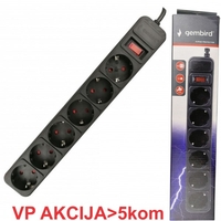 SPG6-B-10 (3G1.5) ** Gembird produzni kabl sa zastitom 6 uticnica (3x1.5mm,16A,3500W) 3m black (527)