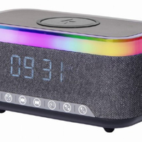 DAC-SPKBT-QC15-BK Gembird Digitalni sat+alarm sa bezicnim punjenjem telefona 15W i zvucnikom, FM, BT