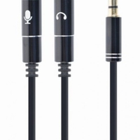 Gembird 2x 3.5 mm(slusalice i mikrofon) Metalni adapter na 1x 3.5mm(4 pin) cable, 0.2m crn