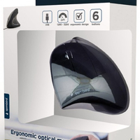 MUS-ERGO-01 Gembird Ergonomski 6-tastera opticki mis, crna 95mm