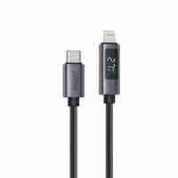 USB data kabal Superior SU-K107 pleteni Type-C na Lightning 3A 27W sa LED ekranom 1m crni