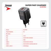 Kuciste punjaca Superior SU-P105 30W USB A+Type C crno