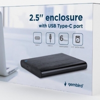 EE2-U3S-6 Gembird USB 3.1 Externo kuciste za 2.5 SATA hard diskove, Type-C, bruseni aluminium,crno