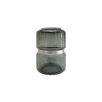 Glass Vase Gray With Silver Ring