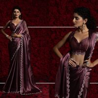 Saree : Tissue Chiffon Hand work Jarkan ,Work Border