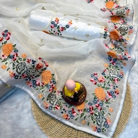 SAREES :Soft Crunchy silk fabric with multi thread work and piping lace border.
