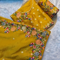 SAREES :Soft Crunchy silk fabric with multi thread work and piping lace border.