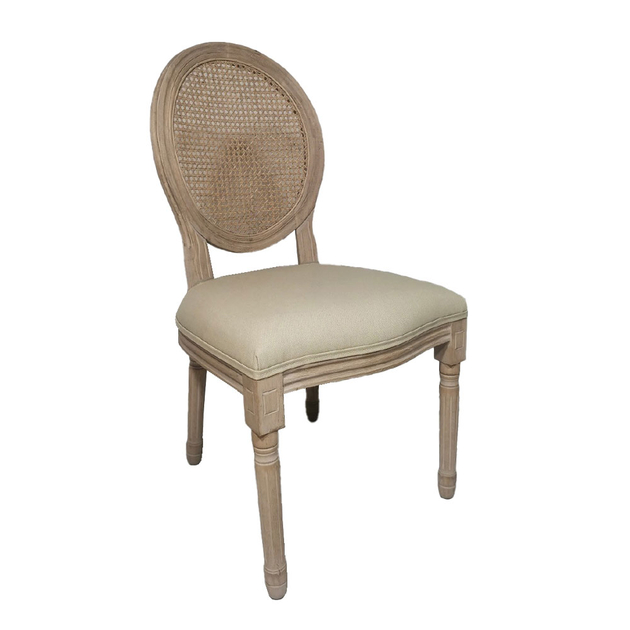 LUDOVIQUE CHAIR SOLID BIRCH WOOD/RUBBERWOOD SAND BEIGE RATTAN NATURAL