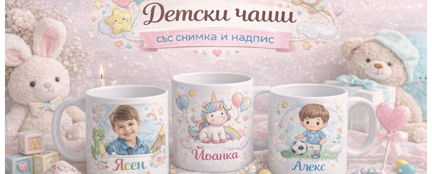 Детски чаши със снимка и анимационен дизайн