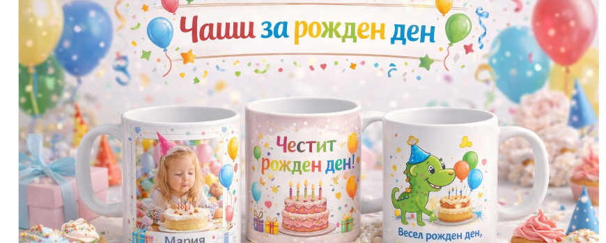 Персонализирани чаши за рожден ден – подарък с име и снимка