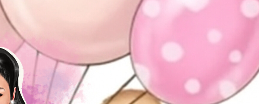 Тема ''Мече с балони в розово''