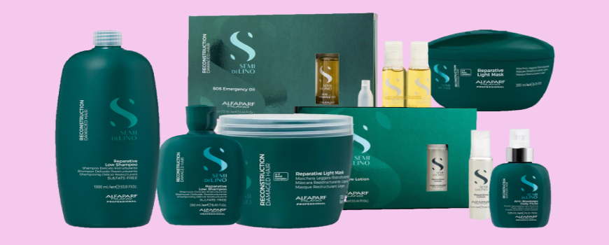 Възстановяваща серия за уведена коса с екстракт от бамбук Semi Di Lino Reconstruction