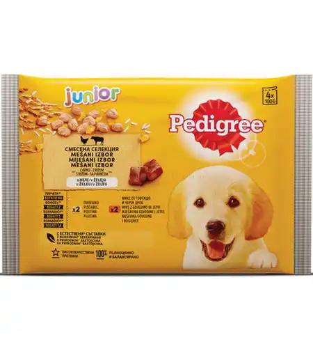 Паучове за малки кученца с ориз в желе PEDIGREE Multipack Junior