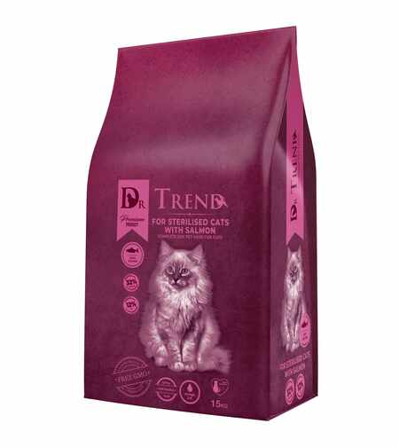 DR. TREND STERILISED CATS WITH SALMON 15 KG – ХРАНА ЗА КАСТРИРАНИ КОТКИ СЪС СЬОМГА