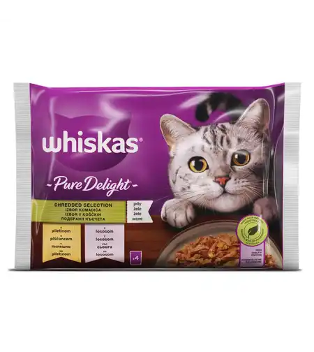 WHISKAS Pure Delight 4х85 гр Adult Подбрани късчета в желе
