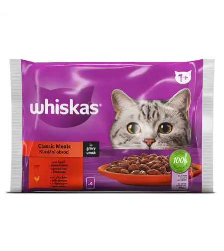 WHISKAS Adult 4х85 гр. Месни ястия в сос грейви
