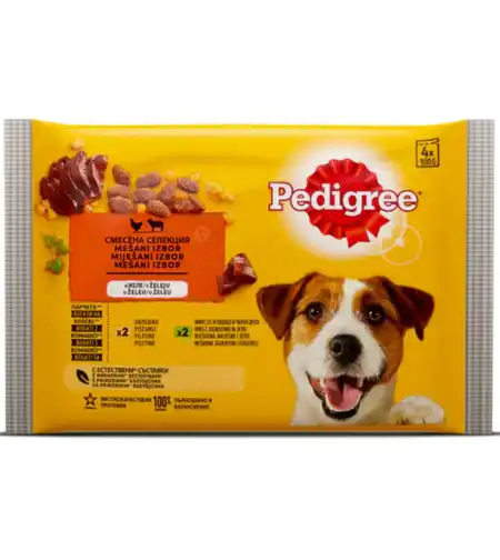 Паучове с пилешко и агнешко месо в желе PEDIGREE Multipack Adult